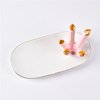 Personnalisedjewel Diamond Conicalness Design Plateau à bijoux ovale en céramique avec bord doré