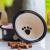 Bowl Bottom Dog Footprints Circular Ceramic Dog Bowl Ceramic Pet Feeder