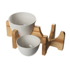 Cadre en bois créatif Pet Bowl Taille Double poignet Pet Bowl Bol en céramique pour chien
