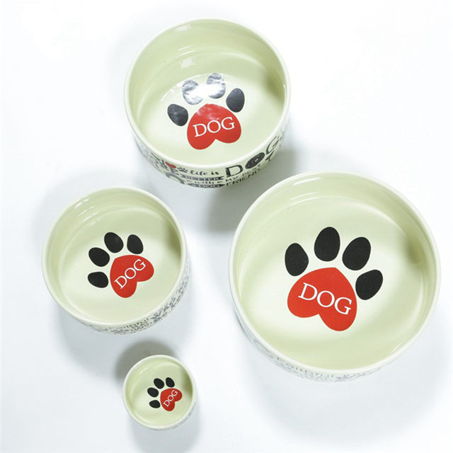 Bol à grains de bol à eau pour chiens Empreintes de pas Beaux produits pour animaux de compagnie Bol en céramique à un bol