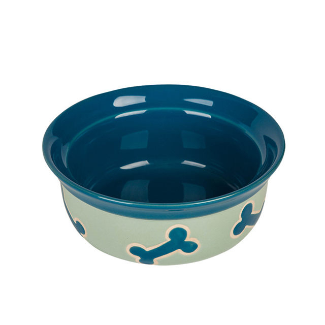 Mangeoire en céramique pour chien en céramique circulaire bleue