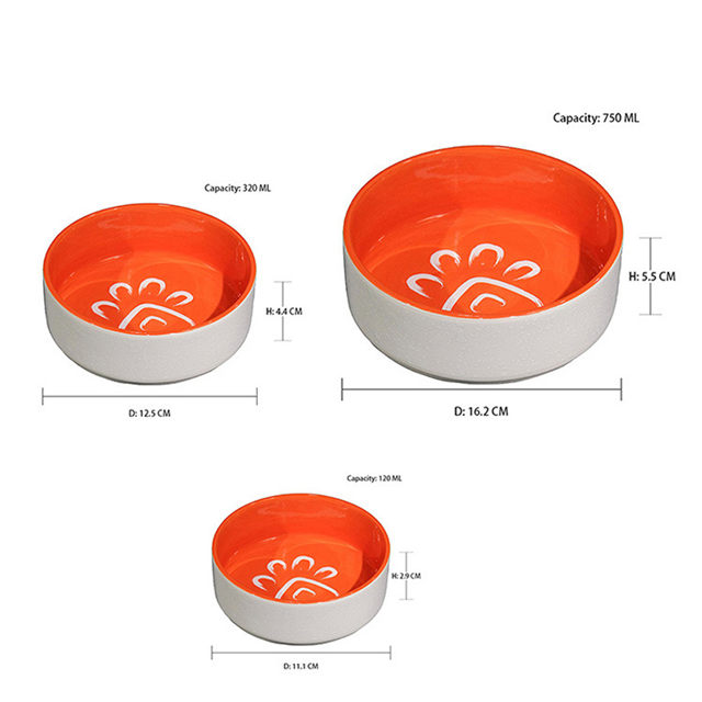 Bol à l'intérieur du bol en céramique pour chien et chat en céramique rose