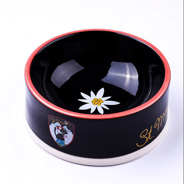 Bol pour chien en céramique à usage exclusif Charlie en céramique noire pour animaux de compagnie