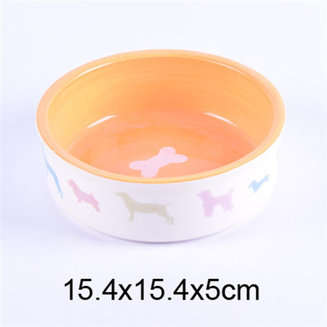 bol extérieur chien imprimé bol rose fond impression os photos bol en céramique pour animaux de compagnie bol pour chien en céramique