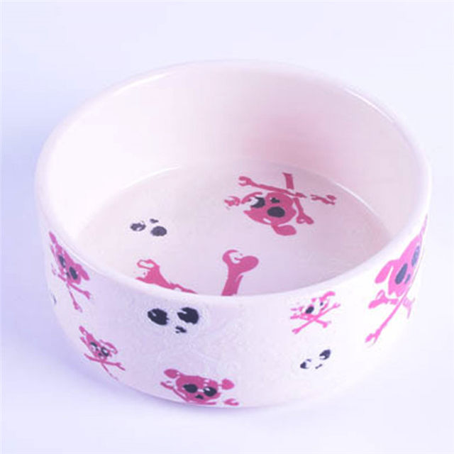 Impression de couleur rose en céramique pour animaux de compagnie bol pour chien en céramique