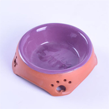 Découpez le fond du bol des empreintes de pas en os de poisson sculpté bol en céramique pour chien