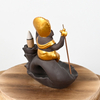 Brûleur d'encens à refoulement en cascade de style Ganesha en céramique dorée