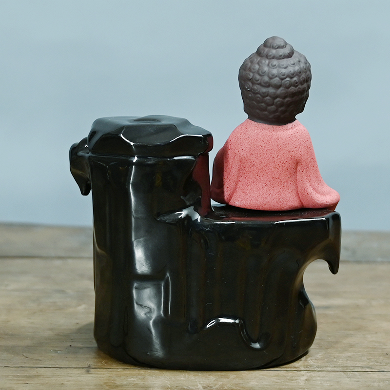 Cône d'encens cascade en céramique rouge Little Buddha backflow brûleur d'encens