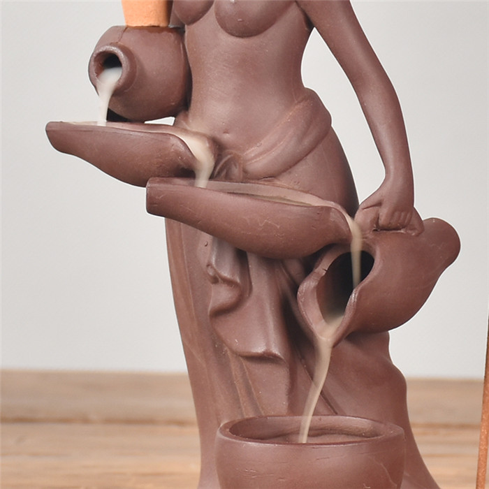 Porte-encens ameublement Statue déesse contre-courant cône d'encens en céramique contre-courant brûleur d'encens