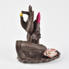 Couleur noire avec les deux encensoir en céramique à reflux de style fleur de la main de Bouddha brûleur d'encens à reflux en céramique