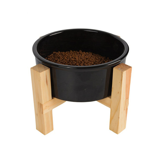 Cadre de support en bois créatif Bol pour animaux de compagnie Bol en céramique pour animaux de compagnie