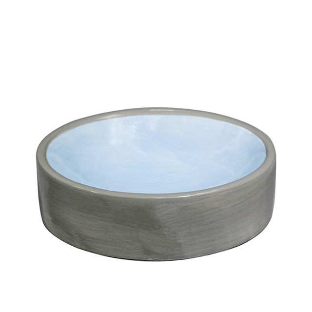 Mangeoire pour animaux de compagnie en céramique émaillée grise Bol pour chien et chat en céramique