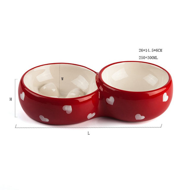 Bol en céramique pour chien en céramique rouge à usage exclusif à double bol Milo