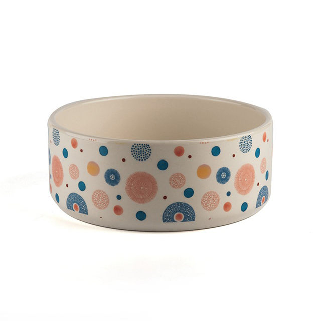  Bol de chat en céramique avec porte-art en fer.