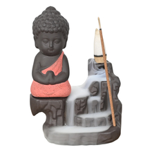 Brûleur d'encens à refoulement cascade en céramique rouge petit bouddha porte-encens à refoulement cascade en céramique