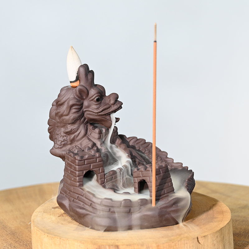 Céramic Dragon Design Waterfall Flow Flow Burner Production Fournisseur