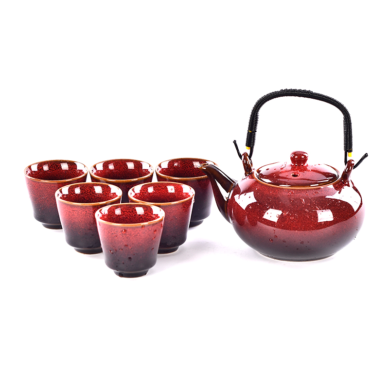 Kung Fu Teaset Bouilloire Infuseur Teaset Ensemble de thé en céramique rouge fait à la main Brew Tea