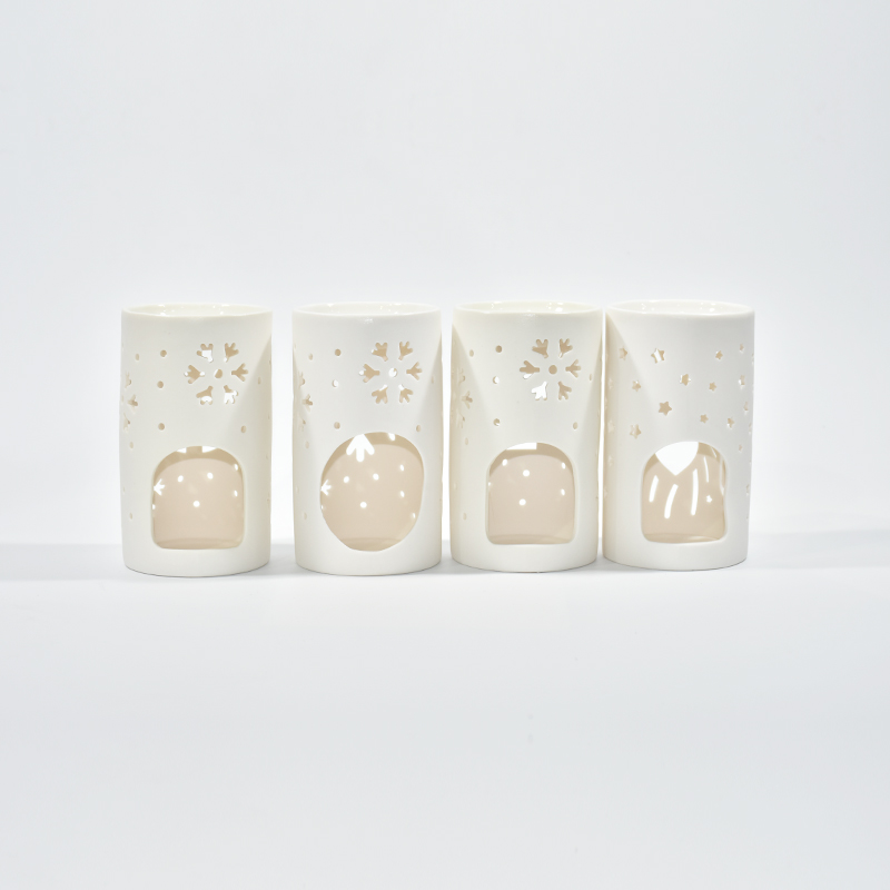 Porcelaine blanche circulaire creux bougies de céramique Modèle en céramique Brûleur d'huile en céramique