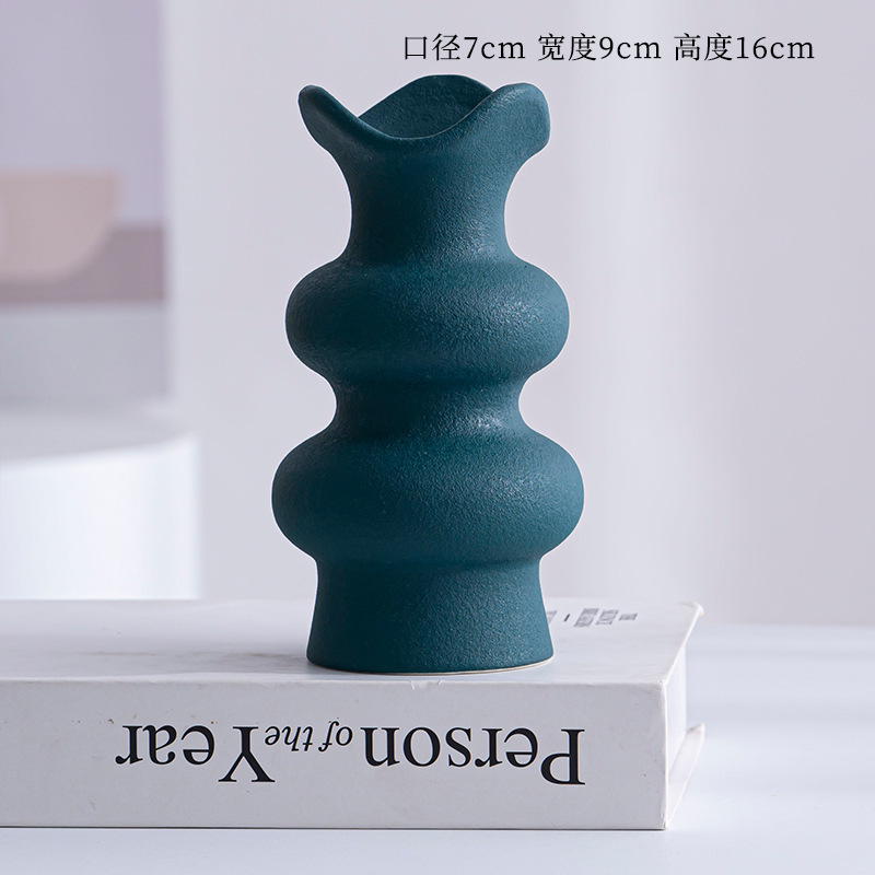 Conteneur de décoration de bureau pour arrangement de fleurs Vase en porcelaine en céramique