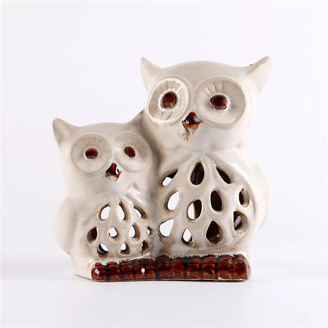 en mariage Utilisez un pot de bougie hibou en céramique galvanoplastie