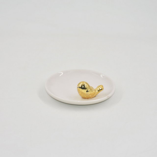 Statue d'oiseau d'or décor à la maison cadeau bibelot plateau présentoir de bijoux cadeau de mariage porte-bague en céramique