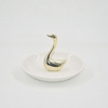 Or cygne forme décor à la maison cadeau bijoux présentoir plateau cadeau de mariage porte-bague en céramique plateau bibelot personnalisé