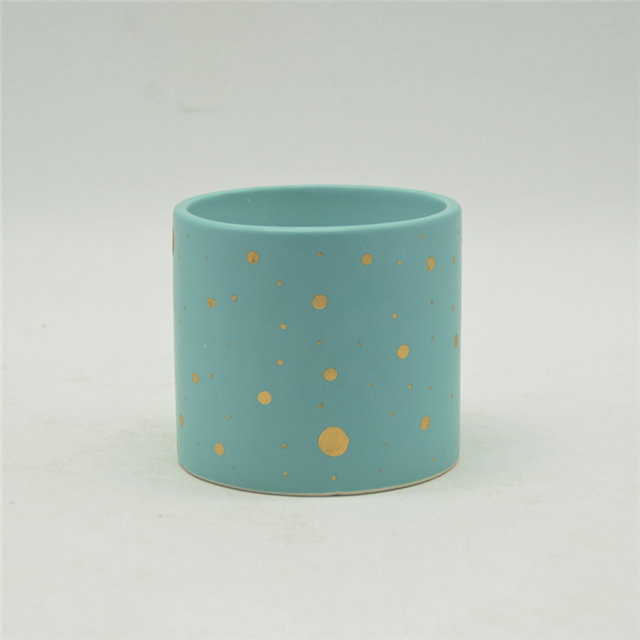 Tasses à bougie en céramique mouchetée bleu et or