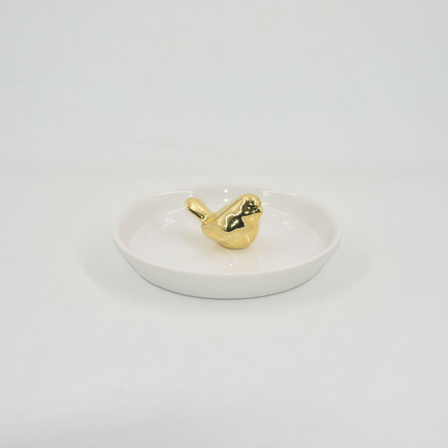 Petit oiseau Figurine décoration de mariage cadeau Animal plateau de bijoux bibelot plateau en céramique porte-bague bijoux