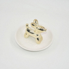 Statue d'oiseau d'or décor à la maison cadeau bibelot plateau présentoir de bijoux cadeau de mariage porte-bague en céramique