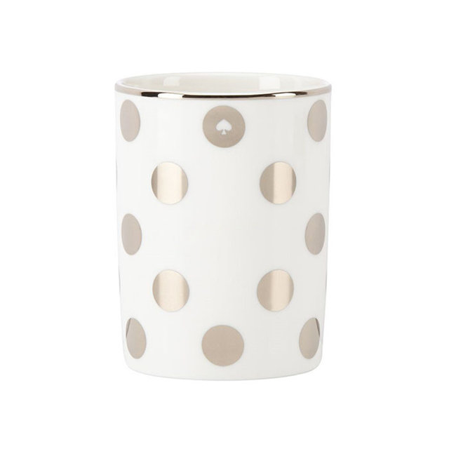 Tasse à bougie en céramique imprimée à pois dorés
