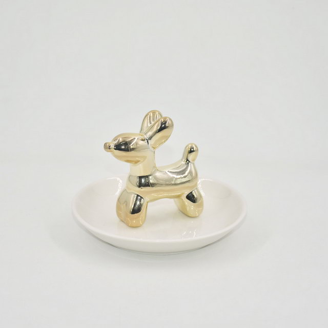 Statue d'oiseau d'or décor à la maison cadeau bibelot plateau présentoir de bijoux cadeau de mariage porte-bague en céramique