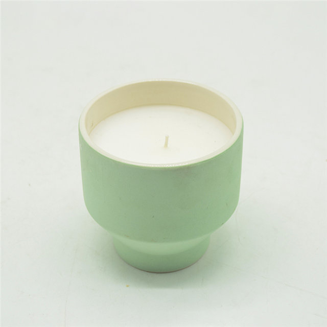Tasses à bougie en céramique vert clair