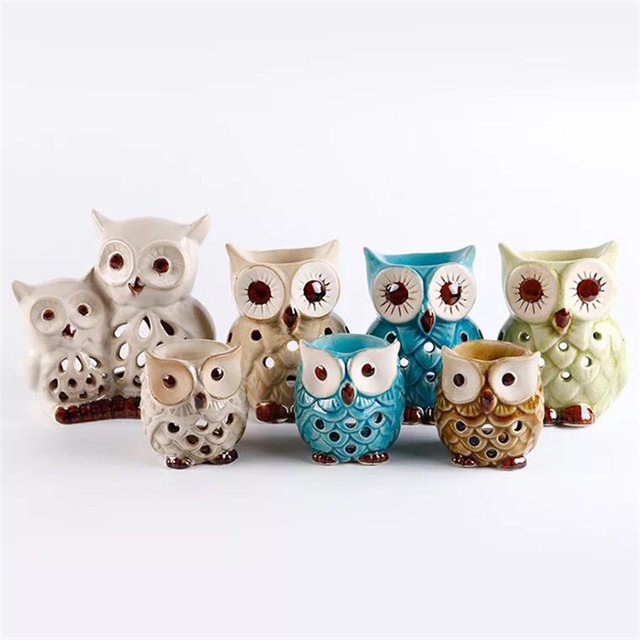 en mariage Utilisez un pot de bougie hibou en céramique galvanoplastie