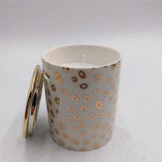 for love Allumer un feu romantique Couvercle plaqué or Imprimé Motif noble et élégant Noble et élégant Pot à bougie en céramique
