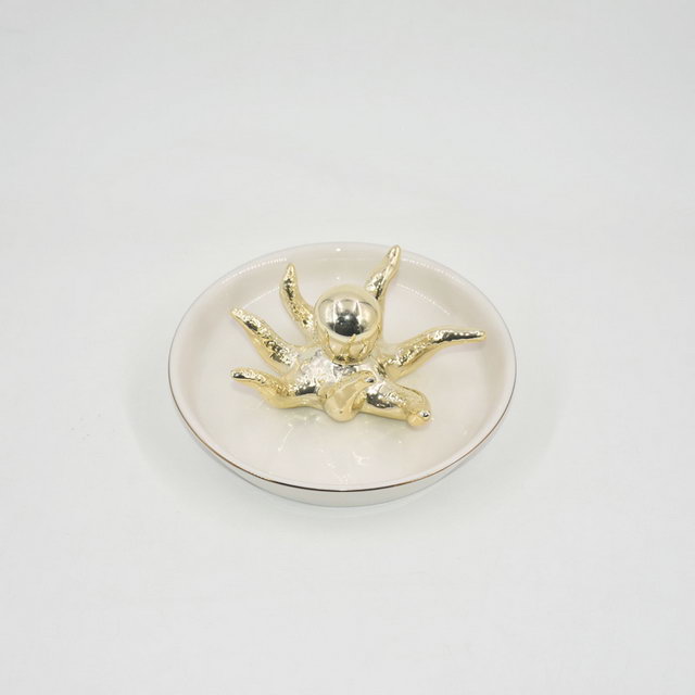 Haute qualité décoration de mariage cadeau plateau à bijoux bibelot plateau en céramique porte-bague bijoux