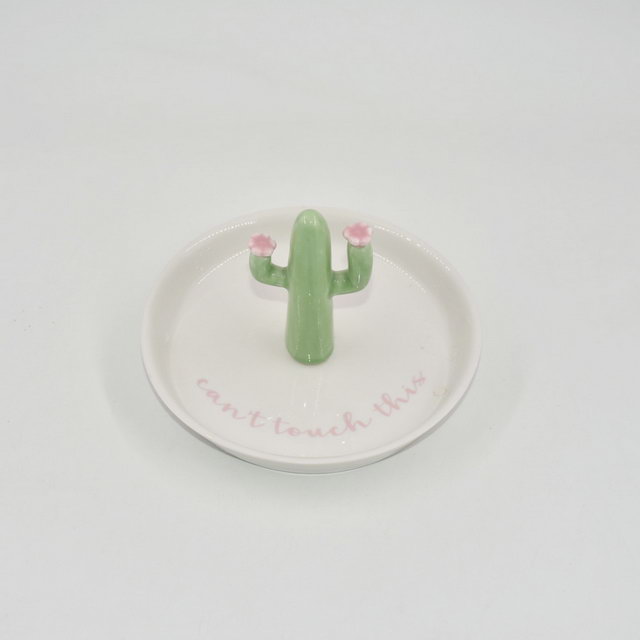 Cactus vert forme décor à la maison cadeau bibelot plateau en céramique porte-bague de mariage plateau d'affichage de bijoux