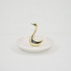 Or cygne forme décor à la maison cadeau bijoux présentoir plateau cadeau de mariage porte-bague en céramique plateau bibelot personnalisé