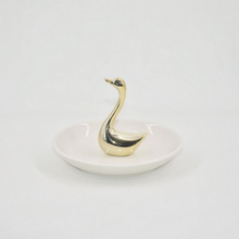 Or cygne forme décor à la maison cadeau bijoux présentoir plateau cadeau de mariage porte-bague en céramique plateau bibelot personnalisé