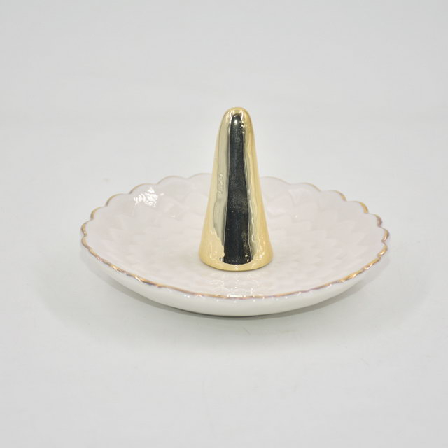 Article de vente chaud décor à la maison cadeau plateau d'affichage de bijoux cadeau de mariage porte-bague en céramique plateau de bibelot personnalisé