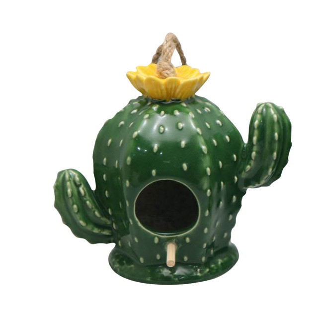 Plante Cactus style vert Mangeoire à oiseaux en céramique de type à suspension