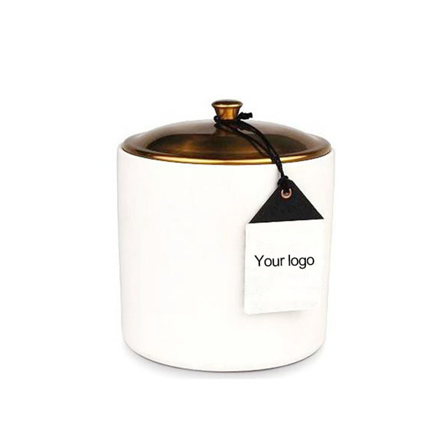Tasse à bougie en céramique imprimée à pois dorés