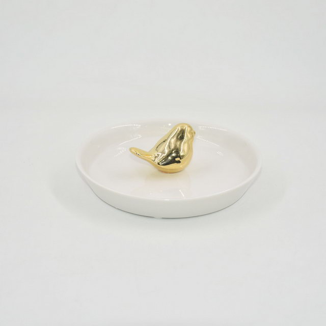 Petit oiseau Figurine décoration de mariage cadeau Animal plateau de bijoux bibelot plateau en céramique porte-bague bijoux