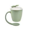 Tasses à suspendre personnalisées de décoration de la maison de couleur verte Tasse à café en céramique flottante avec poignée et couvercle