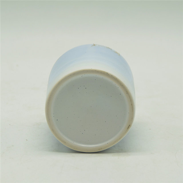 Tasses à bougie en céramique chiné bleu clair et or