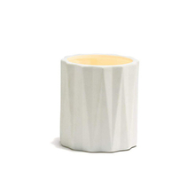 Tasse à bougie en céramique à bande gaufrée blanche