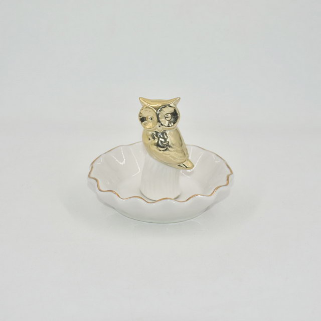Décor à la maison hibou forme décoration de mariage cadeau plateau de bijoux plateau de bibelot en céramique porte-bague de mariage