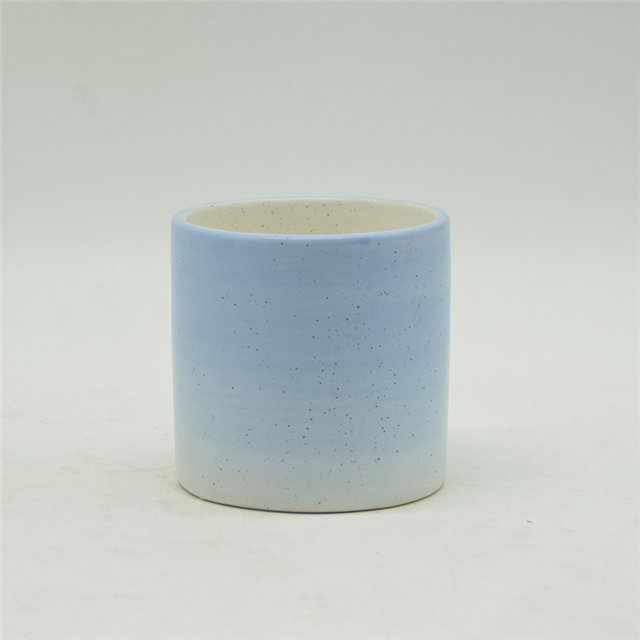 Tasses à bougie en céramique chiné bleu clair et or