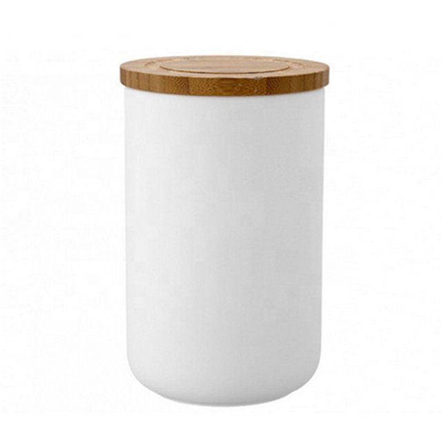 pot en céramique noire avec couvercle en bambou Stockez des biscuits de bonbons café Pot en céramique