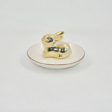 Conception de lapin doré décoration de mariage cadeau plateau de bijoux plateau de bibelot en céramique porte-bague de mariage