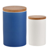 Pot de rangement en céramique Pot à thé Pot à thé Pot en porcelaine et couvercle en bambou avec couvercle en bambou (hermétique) (Blanc mat, pack 2)